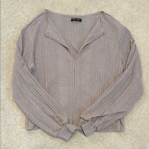 Women's Ribbed Knit Top - Taupe